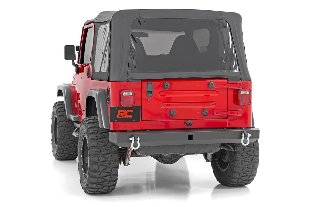 Jeep Wrangler Unlimited Rear Bumper - Rough Country - Full Width - Black - '04-'06